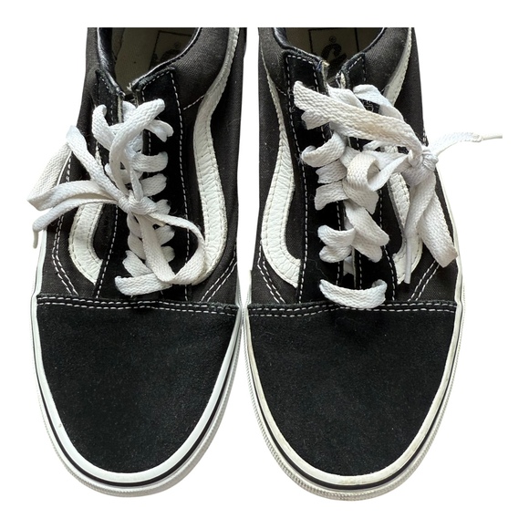 Vans Black White Canvas Stripe Old Skool Lace Up Sneakers Shoes Mens 6.5 - Picture 4 of 11